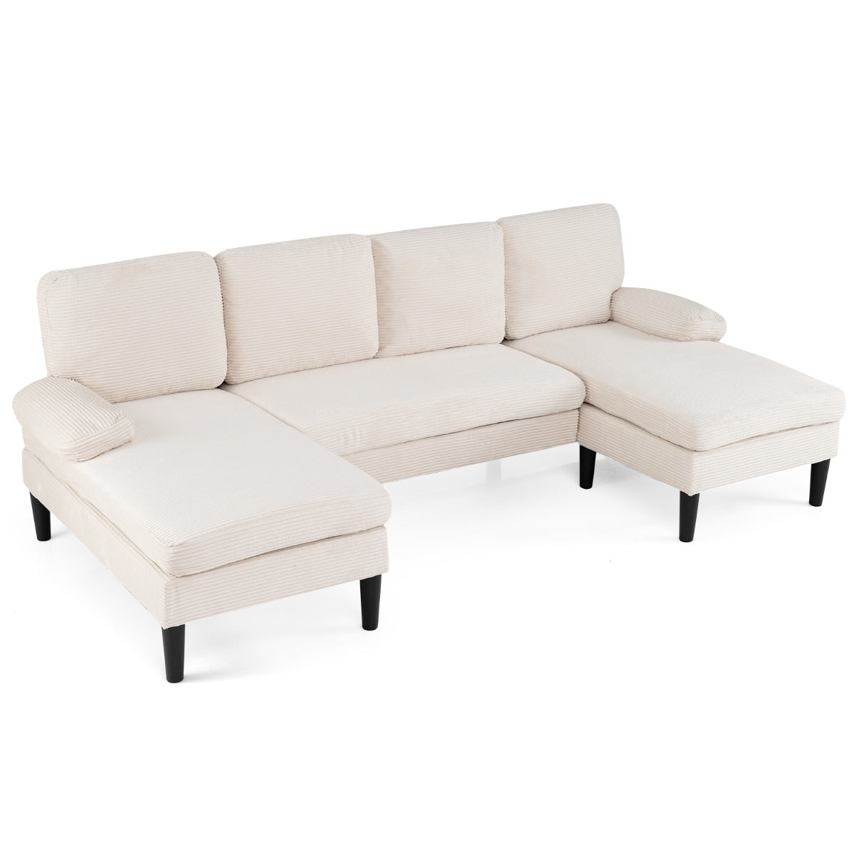 U – formad soffa för personer, Cloud med tyg i kord, modern – 5-6 – Beige