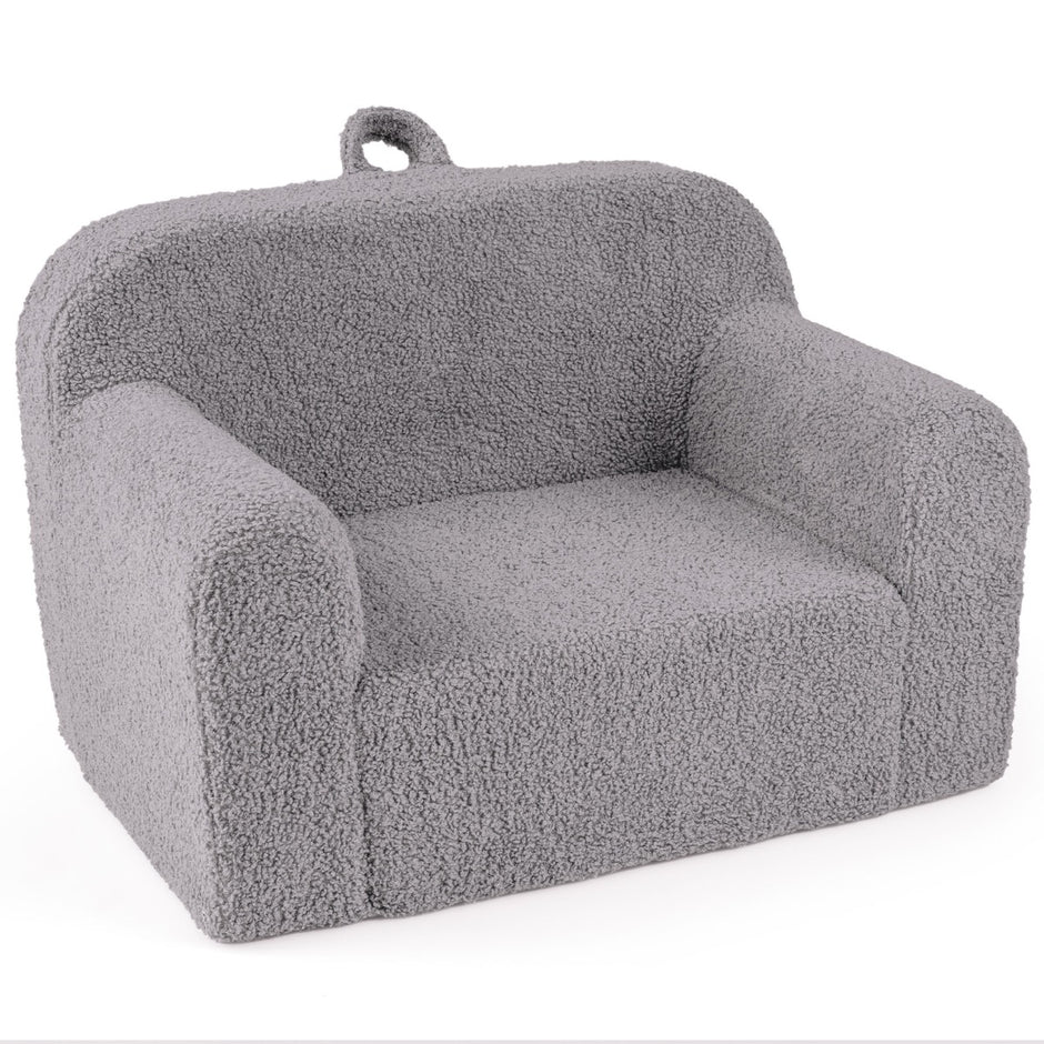 Barnsoffa – Minisoffa med armstöden och ryggstöd, stoppad barnstol – 62 x 40 x 41 cm – Grå