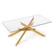 Soffbord – i Härdat Glas Rektangulärt Moderne Kaffebord – 120 x 60 x 45,5 cm – Guld