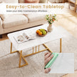 Soffbord – konstmarmer metallram rutschfäst modern sidobord – 90 cm – Vit