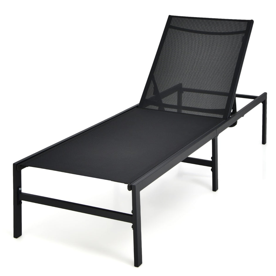 Justerbar – solstol utomhus – 64 x 198 x 67-103 cm – Svart