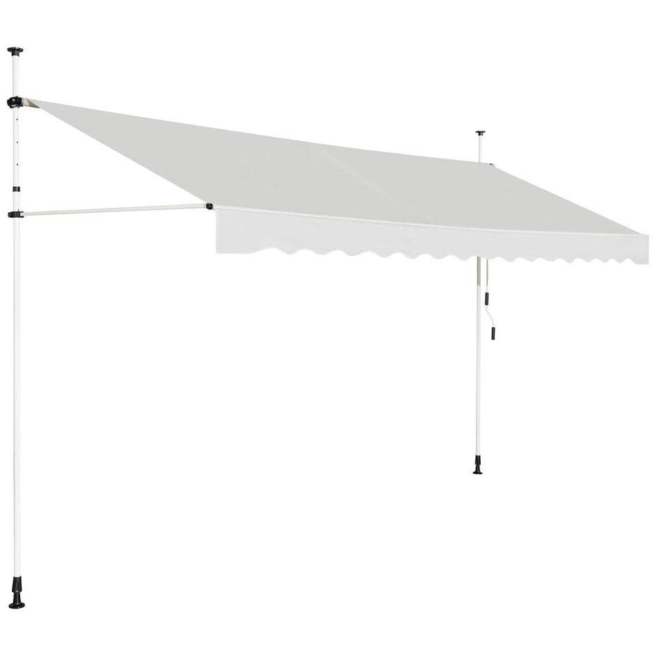 Bred – klämmarkis utan borrning UV beständig balkongmarkis Höjdjusterbar – 395 cm – Beige