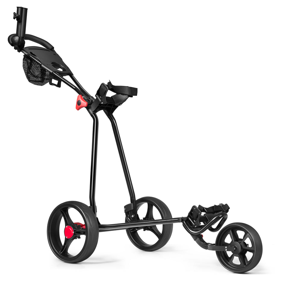 hjulig – golfvagn Vikbar i järn med justerbart TPR handtag Metall – 3 – Svart