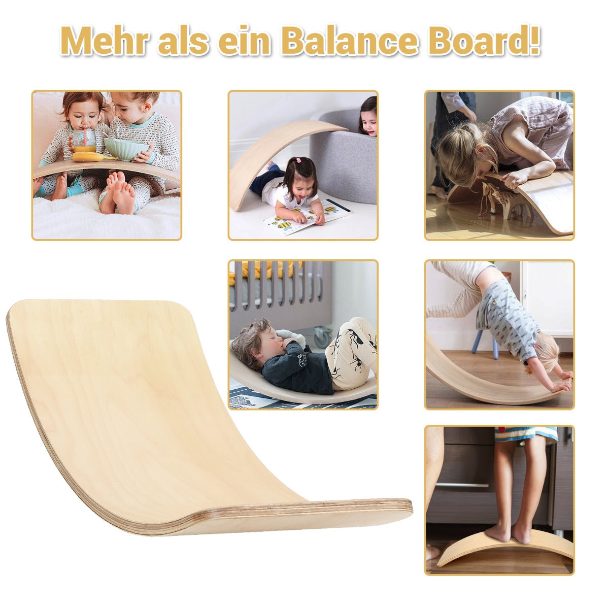 Balansbräda – i trä Waldorfbräda av för barn – 90 x 39 x 19,5 cm – Natur