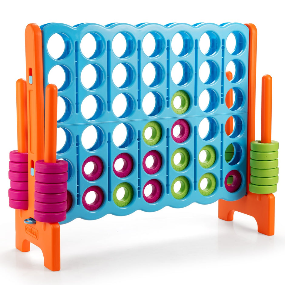 Fyra – i rad spel i med jumboringar Blå + – 42 120 x 42 x 104 cm – Orange