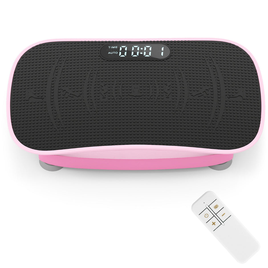Vibrationsplatta – med Hastighetsnivåer och Fjärrkontroll Vibrationstränare LED Display – 10 – Rosa