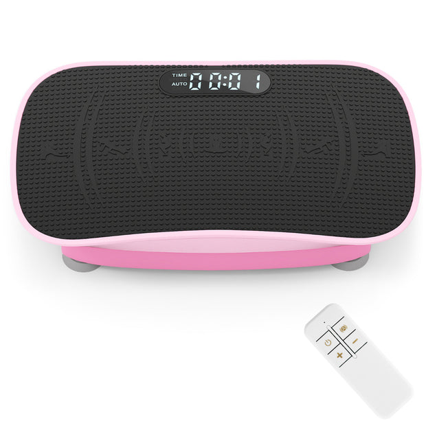 Vibrationsplatta – med Hastighetsnivåer och Fjärrkontroll Vibrationstränare LED Display – 10 – Rosa