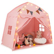 Lekstuga – Barn inomhus med flaggor och Fairy Lights Princess Lektält – Rosa