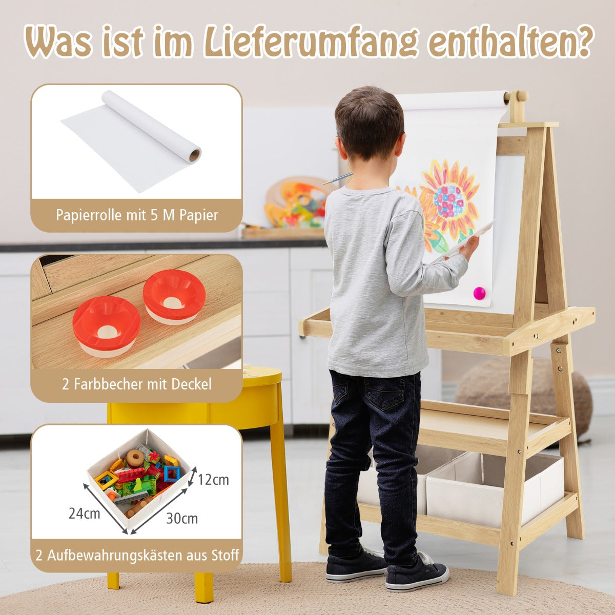 i – barnstafli dubbelsidig whiteboard och svarta tavla ritpapper Naturligt – 3 1 – Natur