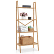 Stegehylla – av bambu med anti lutningsskydd nivåer bokhylla – 4 60 x 35,5 x 148 cm – Natur