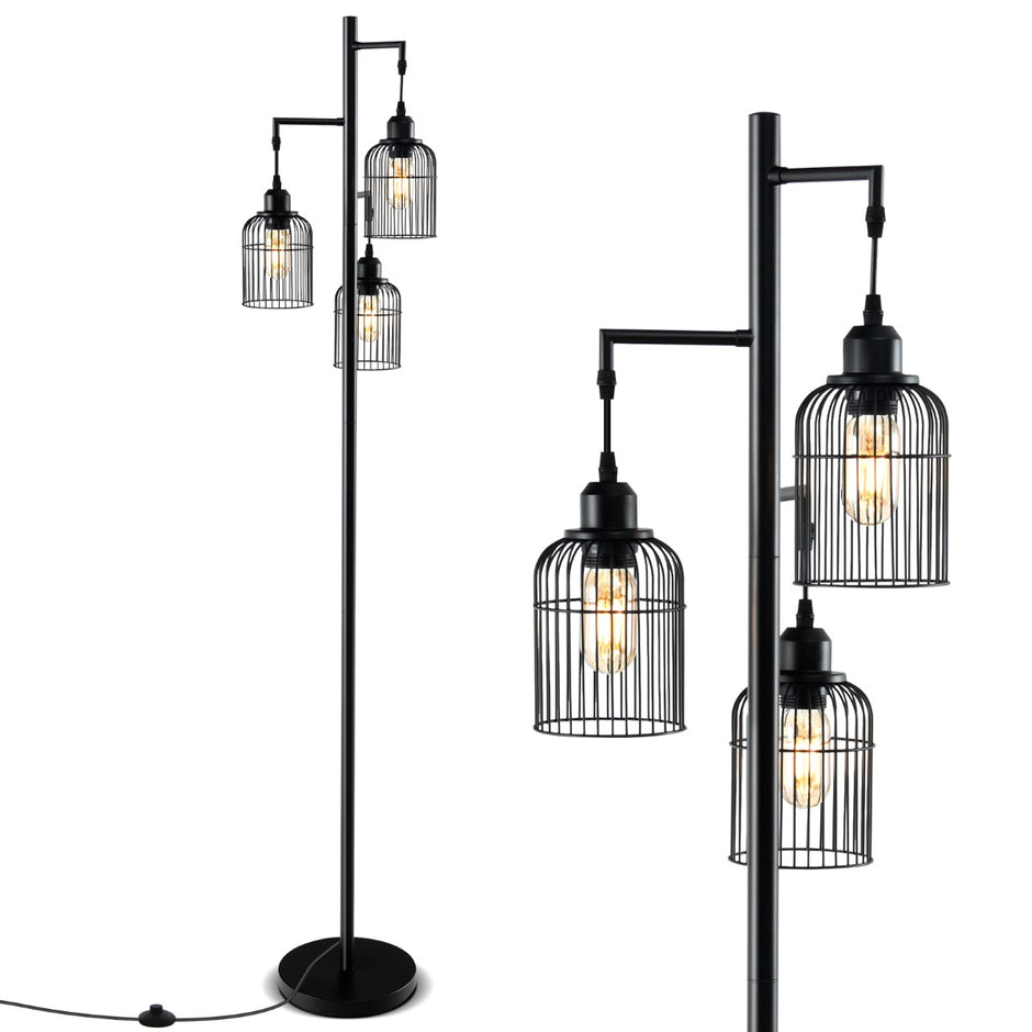 Modern – golvlampa industriell med lampskärmar fotkontakt – 169 cm 3 25 x 169 cm – Svart