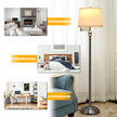 Golvlampa – med sockel och lampskärm för läsning Beige+silver – 35,5 x 152 cm – Brun