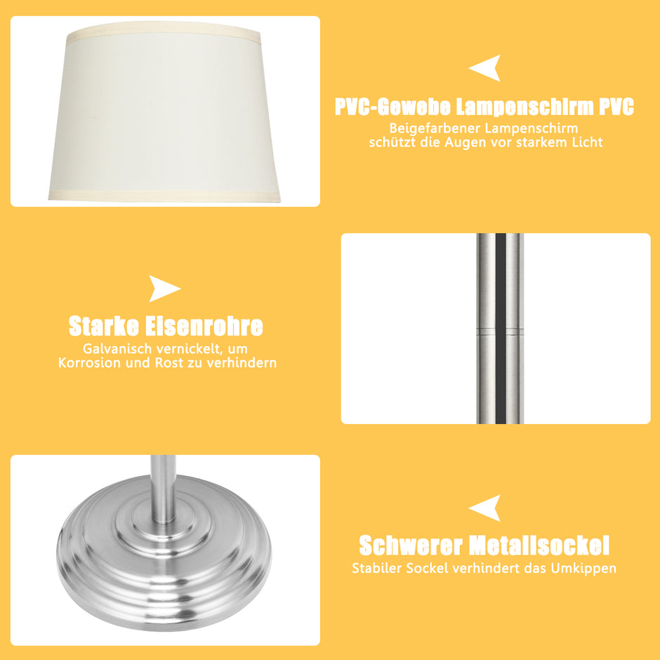 Golvlampa – med sockel och lampskärm för läsning Beige+silver – 35,5 x 152 cm – Brun