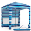 Strandtält – Höjdjusterbar Sidevägg Sandsäckar Bärväska Camping – 185 x 185 cm – Blå