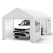 Vinterfast – Tältgarage med Avtagbara Sidoväggar och Rullportar Ventilerade Fönster Carport – Vit