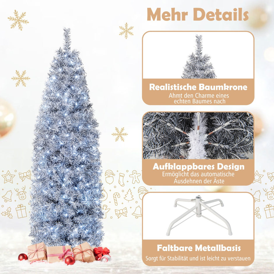 Konstgjord – penna julgran med kallvita lysdioder Slim White + Black – 250 180 cm – Svart och vit