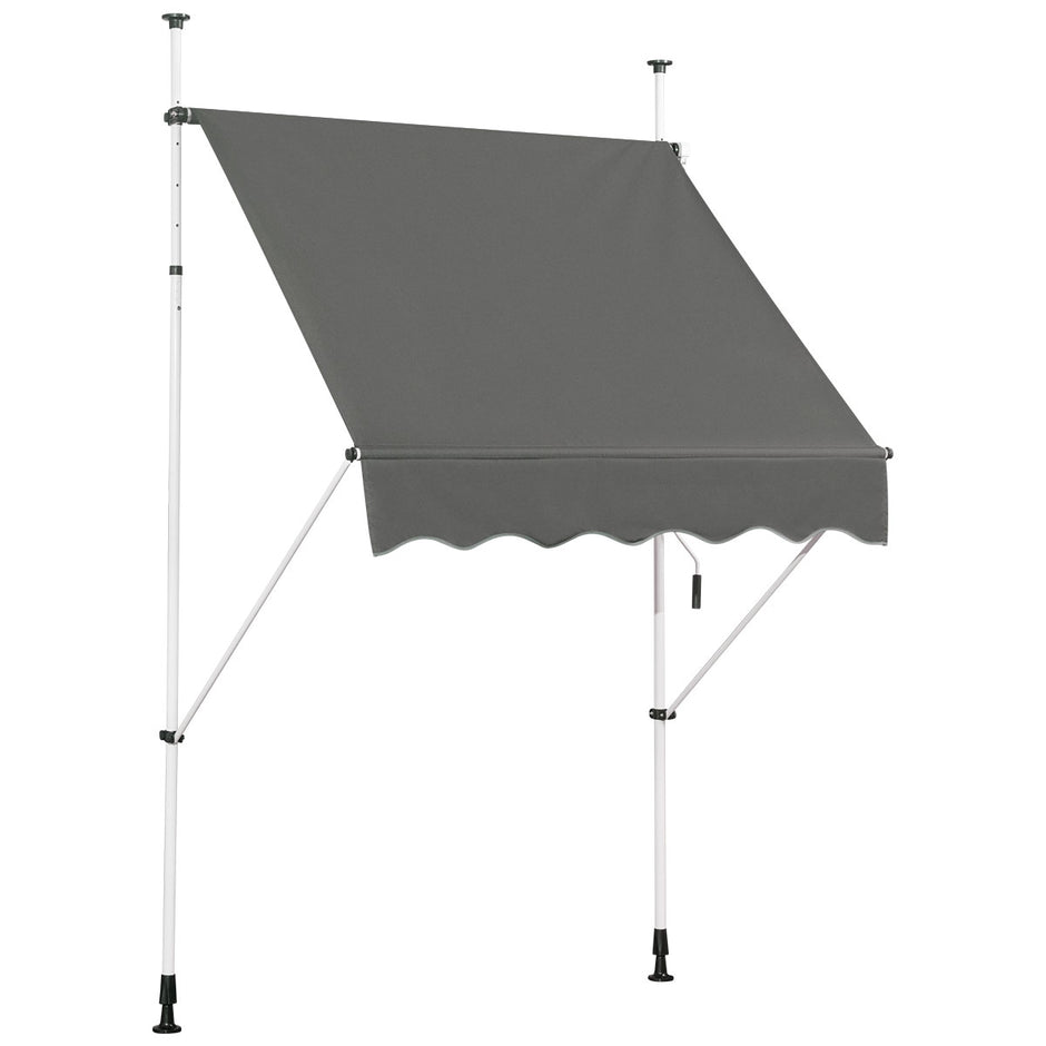 Utdragbart – solskydd med vev höjdjusterbar markis – 150 x 120 cm – Grå