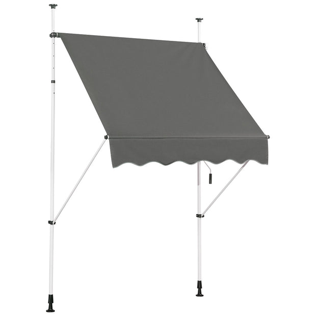 Utdragbart – solskydd med vev höjdjusterbar markis – 150 x 120 cm – Grå