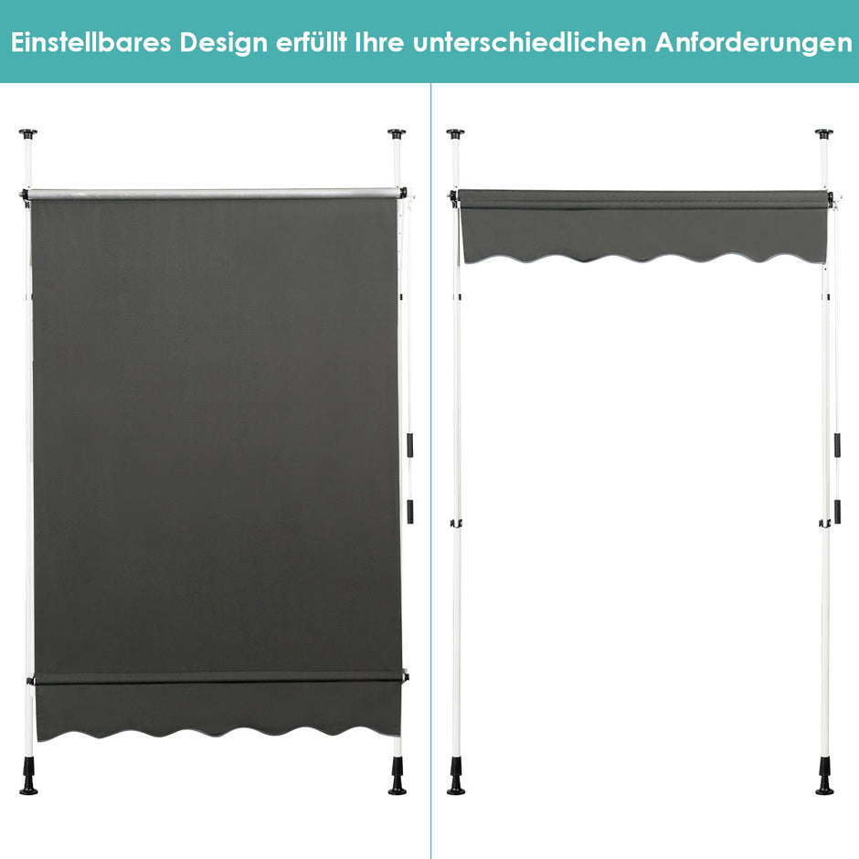 Utdragbart – solskydd med vev höjdjusterbar markis – 150 x 120 cm – Grå