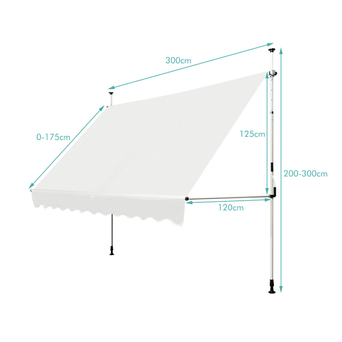 Teleskopisk – markis Solskydd Utdragbart för trädgård – 300 x 120 cm – Beige