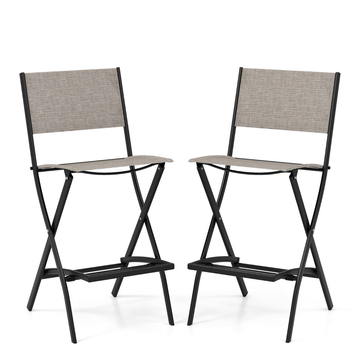 Set – med hopfällbara barstolar i mothöjd ryggstöd och andningsbart tygkaffe – 2 – Kaffe
