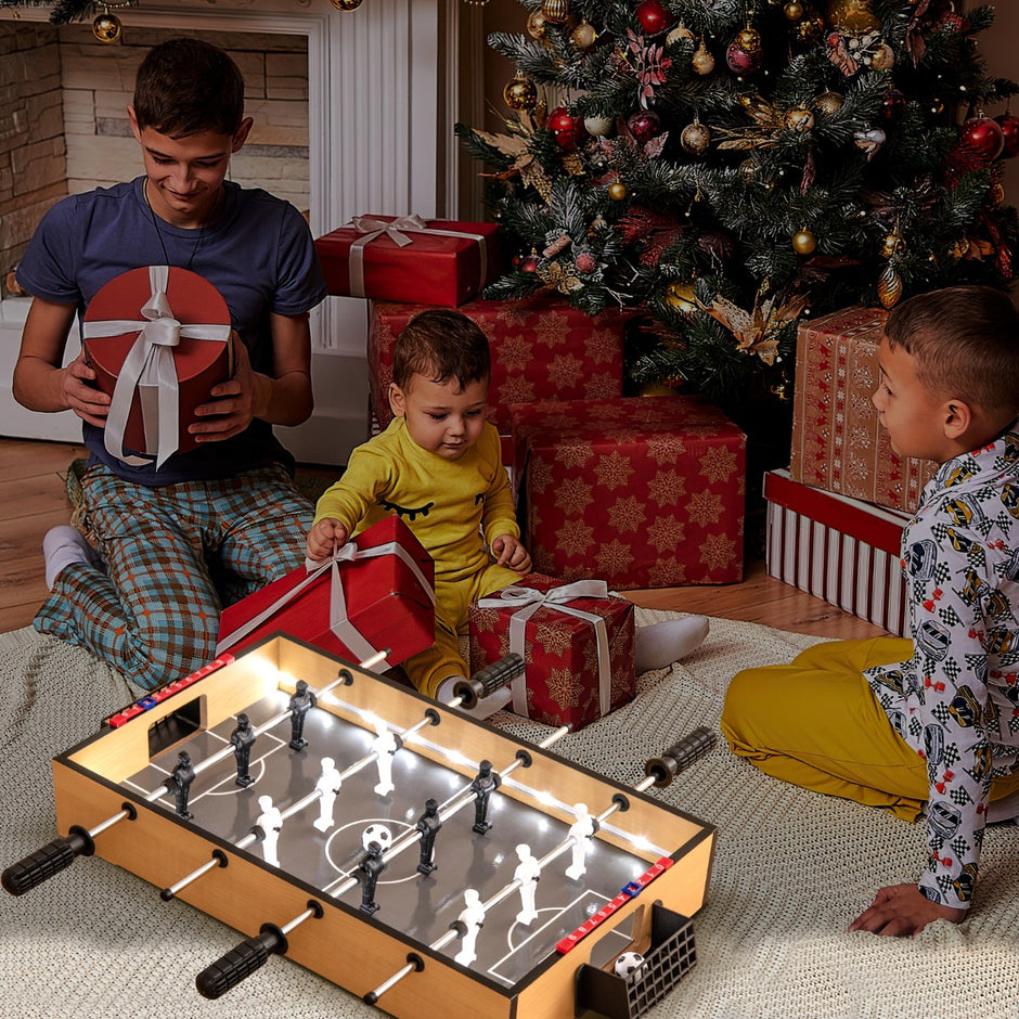 Bordsfotboll – inklusive fotbollar och LED ljus mini spelbord – 2 – Natur