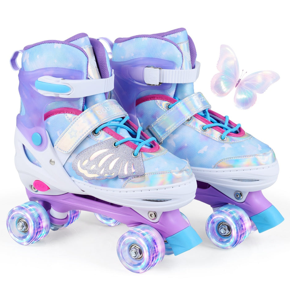 Justerbara – rullskor i storlekar EU fyrhjuliga quad skater med lysande – 4 38-41, 4 – Blå