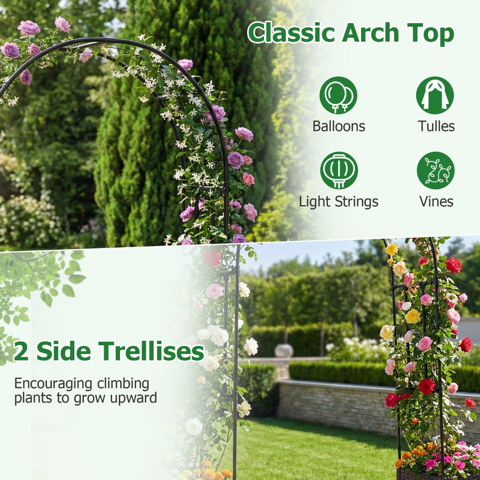 i – Trädgårdsbåge Rosenbåge med Självbevattnande Planteringslådor – 2 1 230 cm 2 – Svart