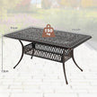 Trädgårdsbord – med hål för parasoll i gjuten aluminium, väderbeständigt terrassbord/balkongbord – 151 x 91 cm – Brons