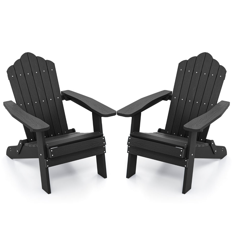 set – Hopfällbar Adirondack stol, väderbeständig – 2 – Svart