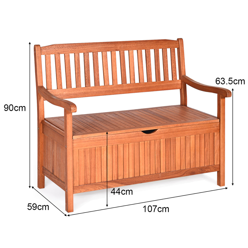Trä – utomhusparksbänk Trädgårdsbänk Sittbänk med förvaringsutrymme Naturlig – 107 x 59 x 90 cm – Natur