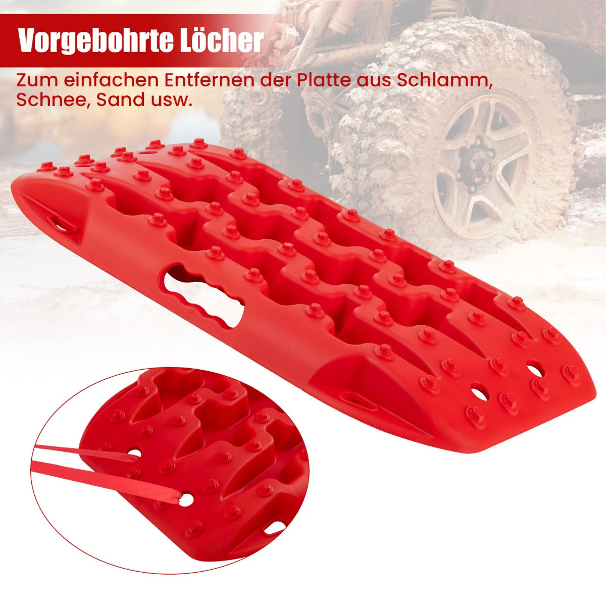 stycken – starthjälp sandplattor offroad däckstege för sand/lera/snö ton – 2 10 – Röd