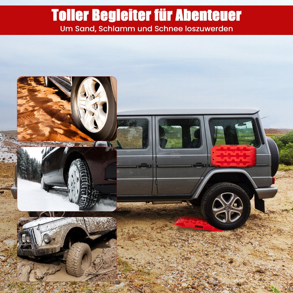 stycken – starthjälp sandplattor offroad däckstege för sand/lera/snö ton – 2 10 – Röd
