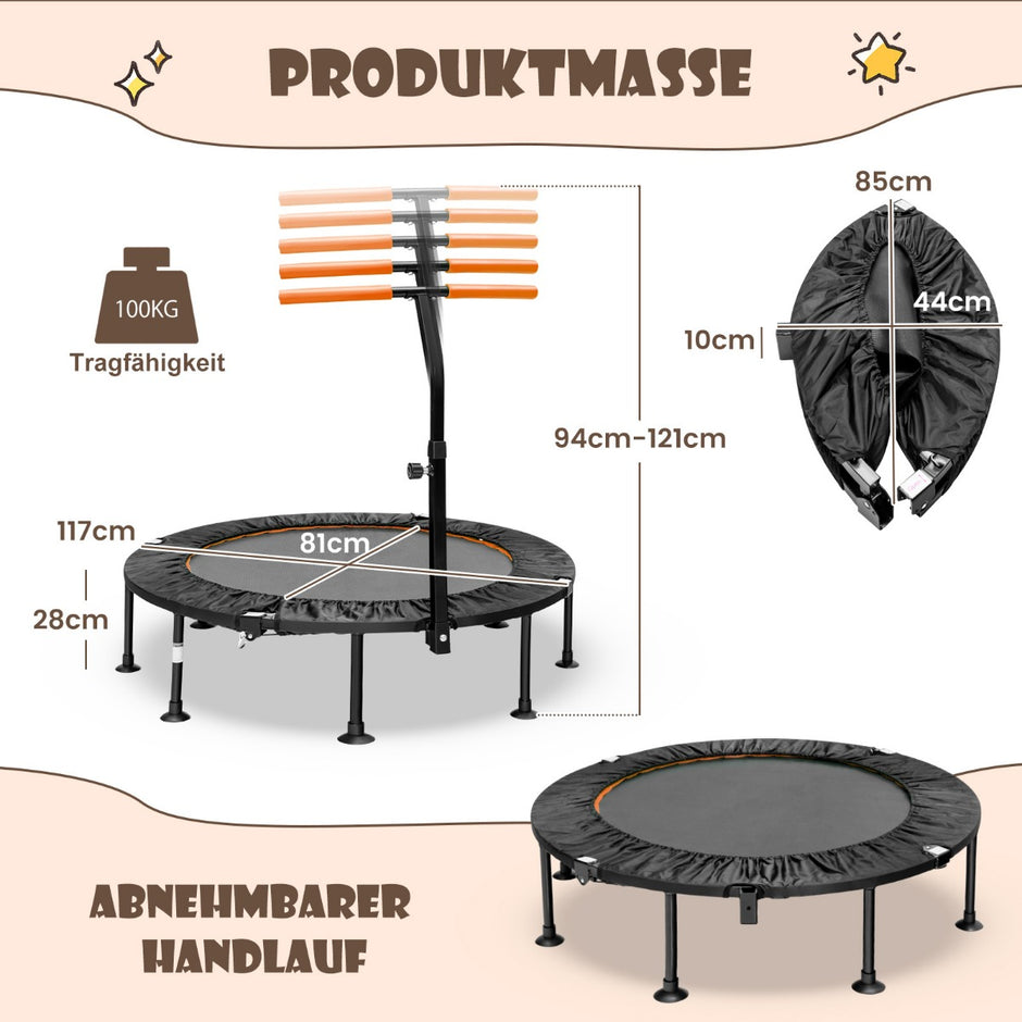 Vikbar – ministudsmatta med höjdjusterbart handtag Barnstudsmatta – Ø 117 cm – Orange