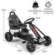 Gokart – med justerbar sits och handbroms Trampbilen tål belastningar upp till Pedal Go Cart – 30 kg – Svart