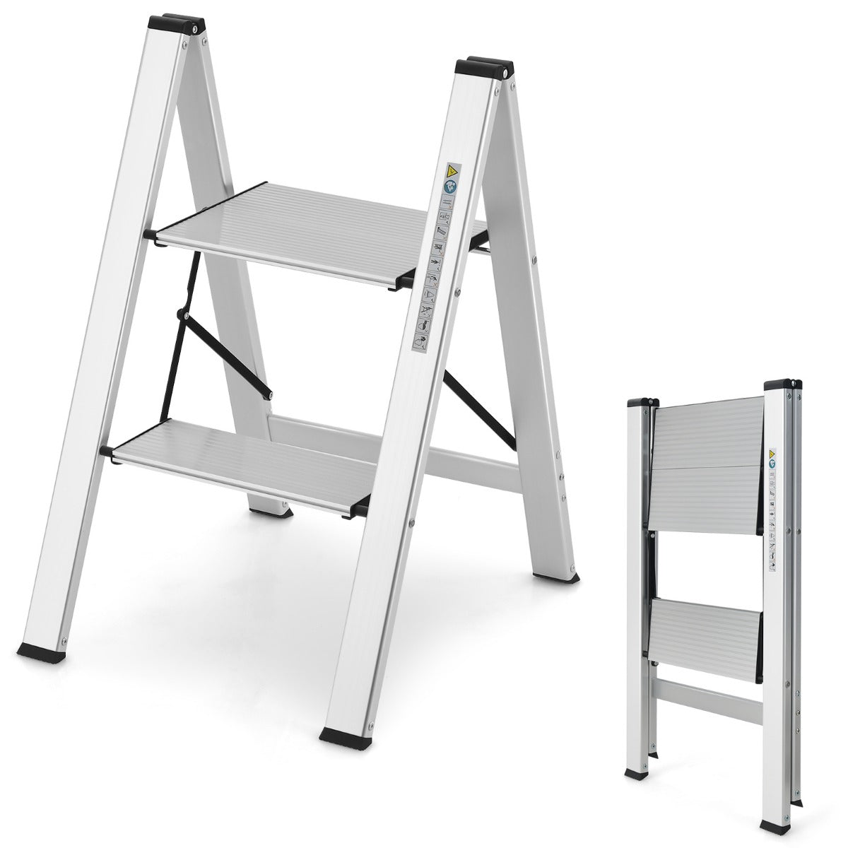 Trappstege – stegs fällbar aluminiumstege upp till – 2 150 kg – Silver