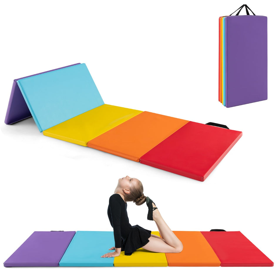 Vikbar – gymnastikmatta, mjuk golvmatta, faldig gjord av PU – 5 201 x 75 x 3 cm – Färgglad