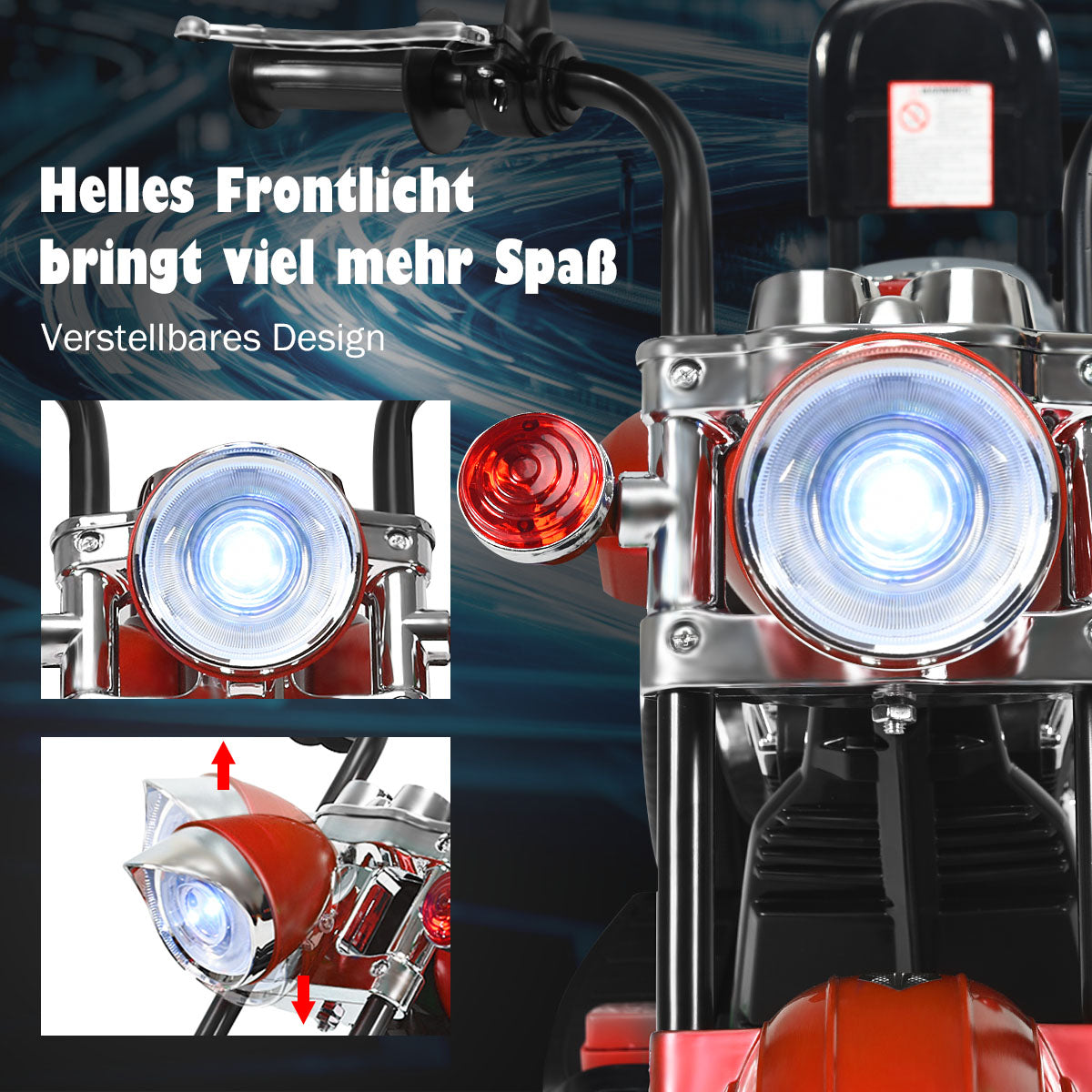 Chopper – stil motorcykel barn + – 91 x 48 x 64 cm – Röd och svart