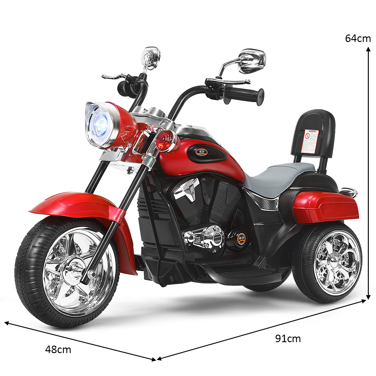 Chopper – stil motorcykel barn + – 91 x 48 x 64 cm – Röd och svart