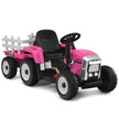 12V – barntraktor med släp Elektrisk leksaksbil – 135 x 51 x 53 cm – Rosa