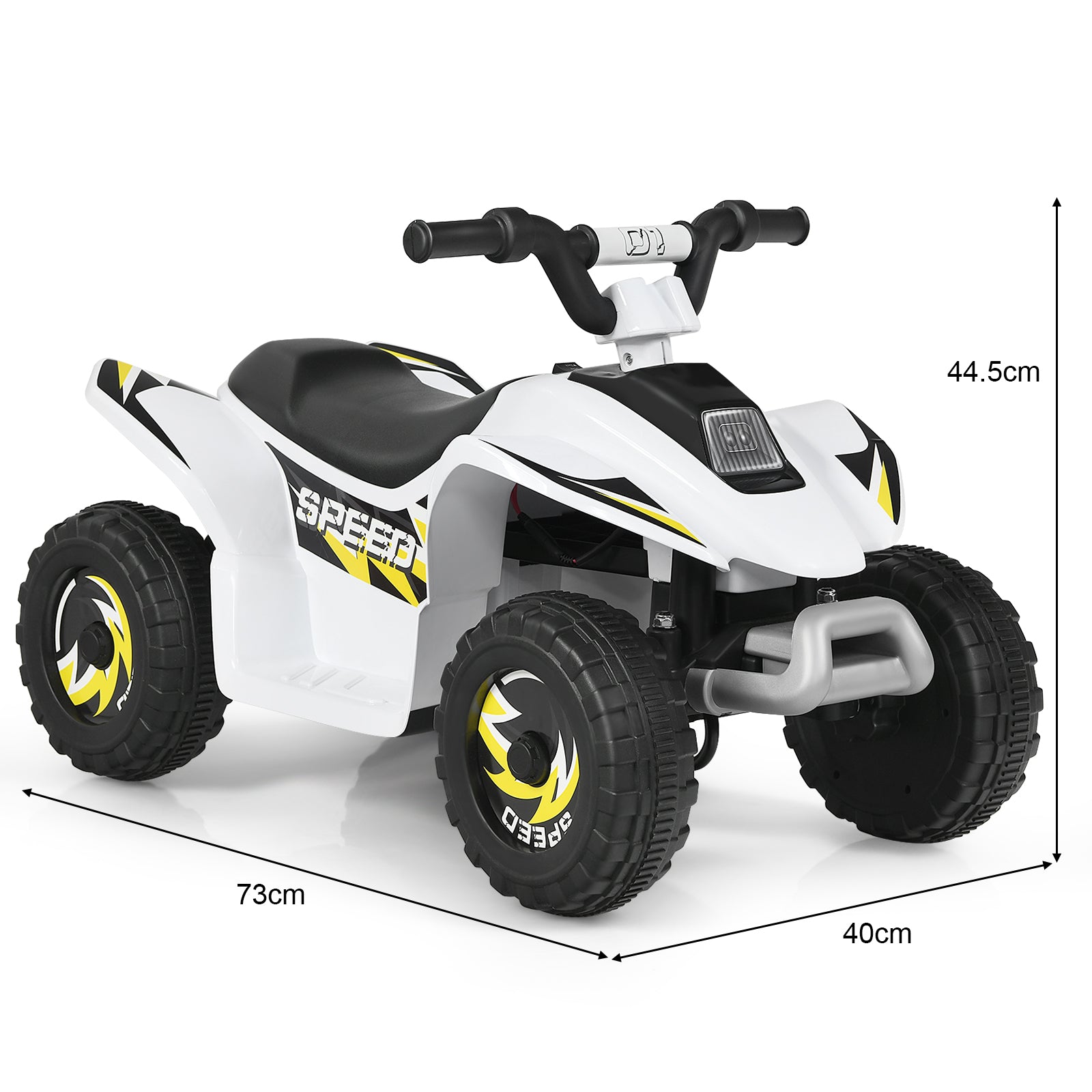 6V – batteridriven Quad Mini för småbarn – 73 x 40 x 44,5 cm – Vit