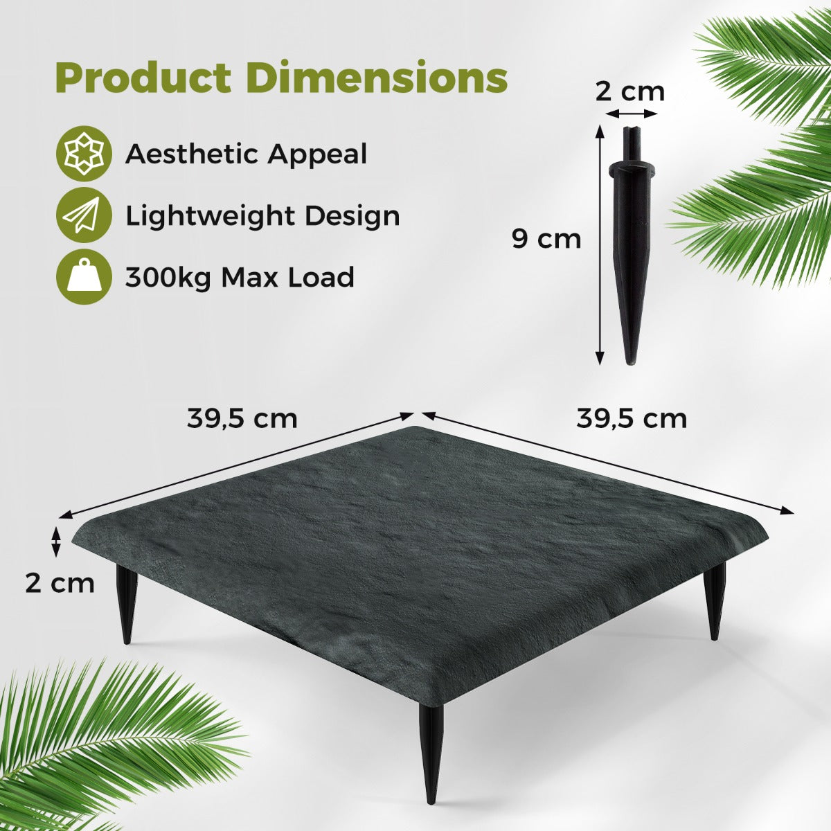 pack – trädgårdsstege av polypropen, gångplattor inklusive jordspett, – 8 32 39,5 x 39,5 cm – Grå
