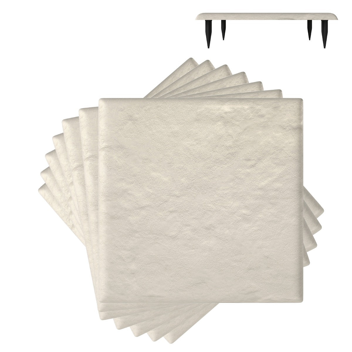 Set – Trittstenar För Trädgård Vägplattor I Polypropylen Stenplattor Inklusive Jordspetsar – 8 32 39,5 x 39,5 Cm – Beige