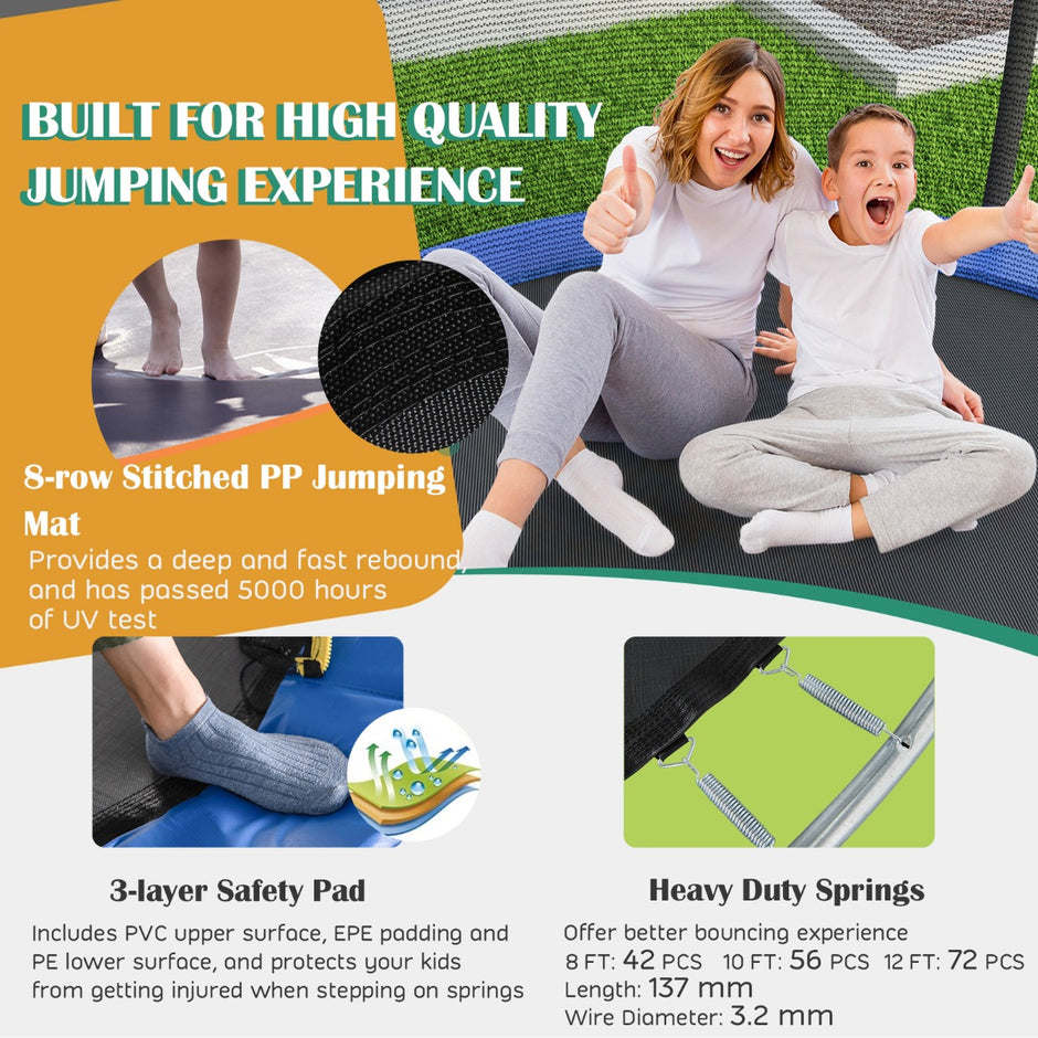 Trampolin – med stege och basket hoppmatta kantbeklädnad – Ø 366 cm – Svart
