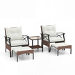 teiliges – Terrassenmöbel Set aus Korbgeflecht Outdoor Rattanstühle mit Ottomanen – 5 – Beige