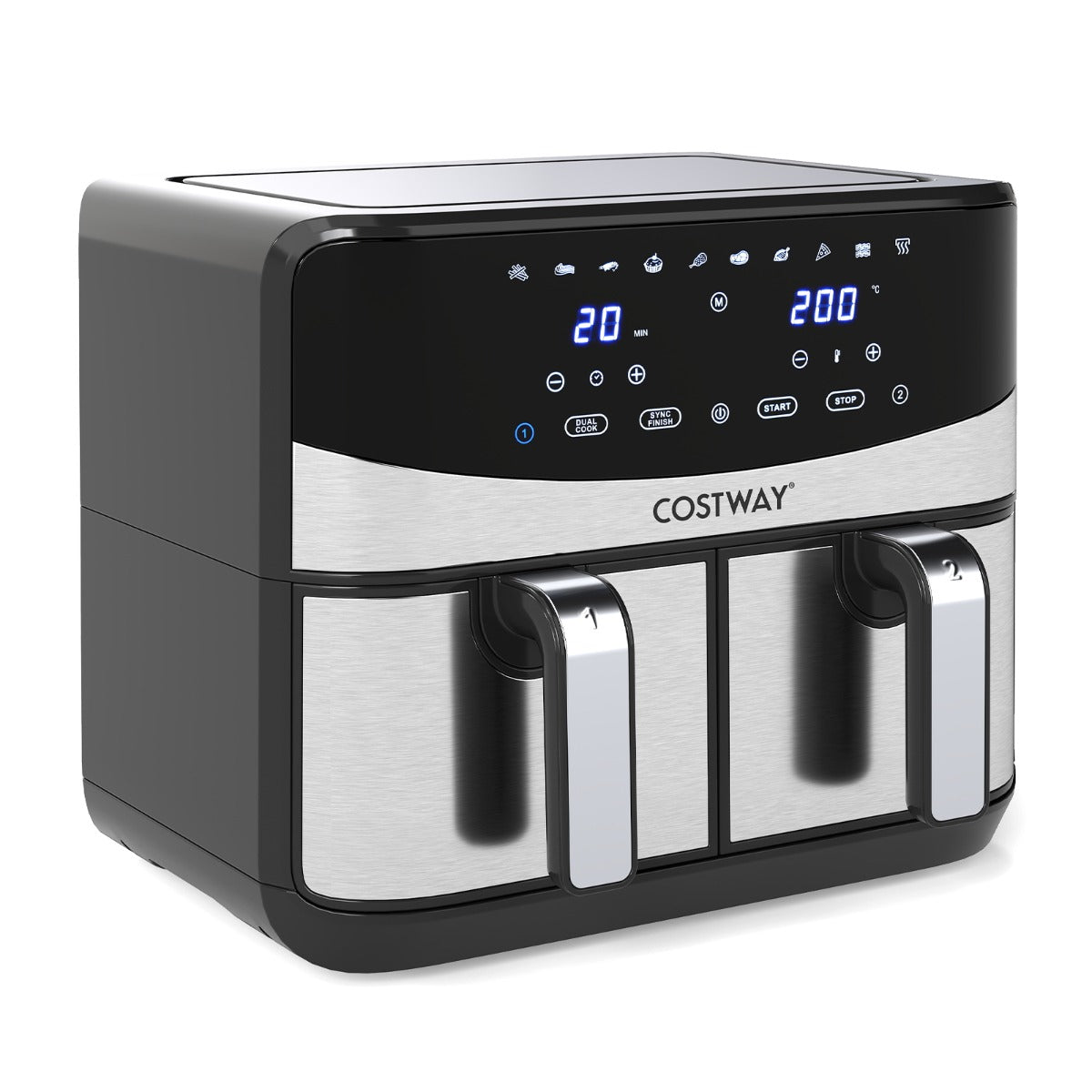 i – Dual Zone Air Fryer Hetluftfritös med Siktfönster och Pekskärm Diskmaskinsfast – 10 1 85 L – Svart