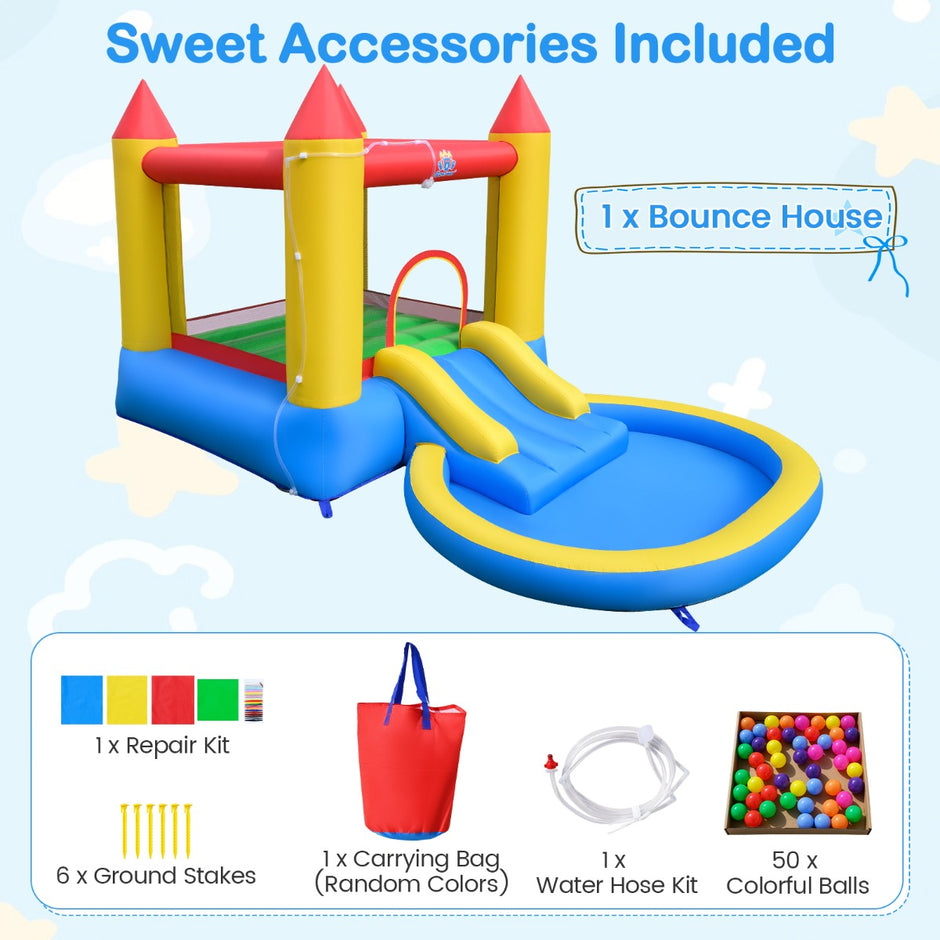 Hoppborg – med rutschkana och hoppområde plaskdamm Bouncy Castle – 362 x 196,5 x 193 cm – Flerfärgad