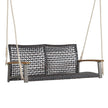 Svängbänk – för utomhusbruk Hängbänk av PE rotting med rep – 2 131 x 68 x 54 cm – Grå