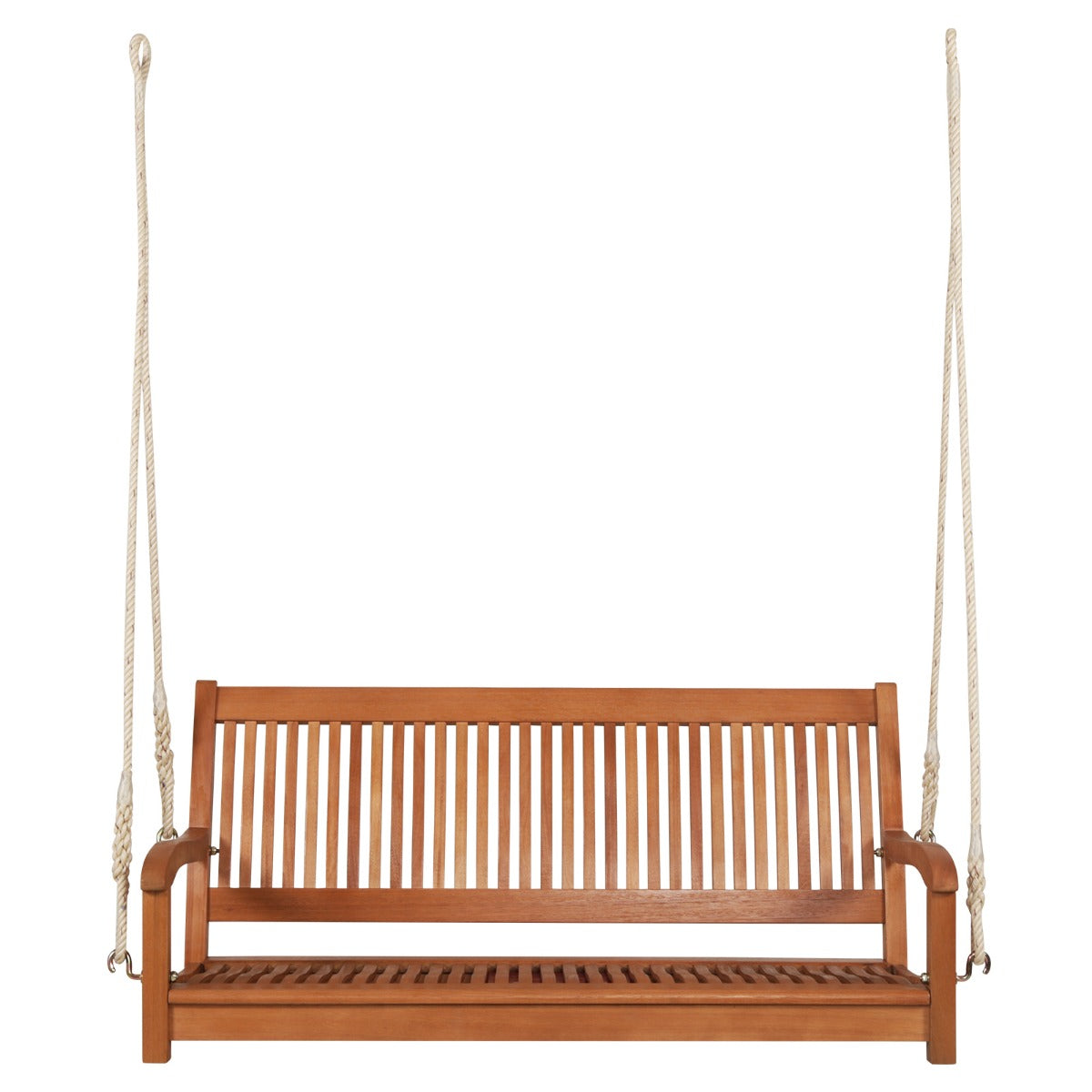 Svängbänk – Eucalyptusgunga med robusta rep Naturlig – 2 126 x 62 x 60 cm – Natur