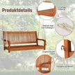 Svängbänk – Eucalyptusgunga med robusta rep Naturlig – 2 126 x 62 x 60 cm – Natur